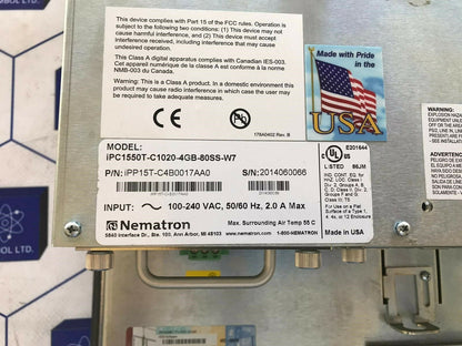 Nematron ipc1550t-c1020-4gb-80ss-w7 touch screen panel pc