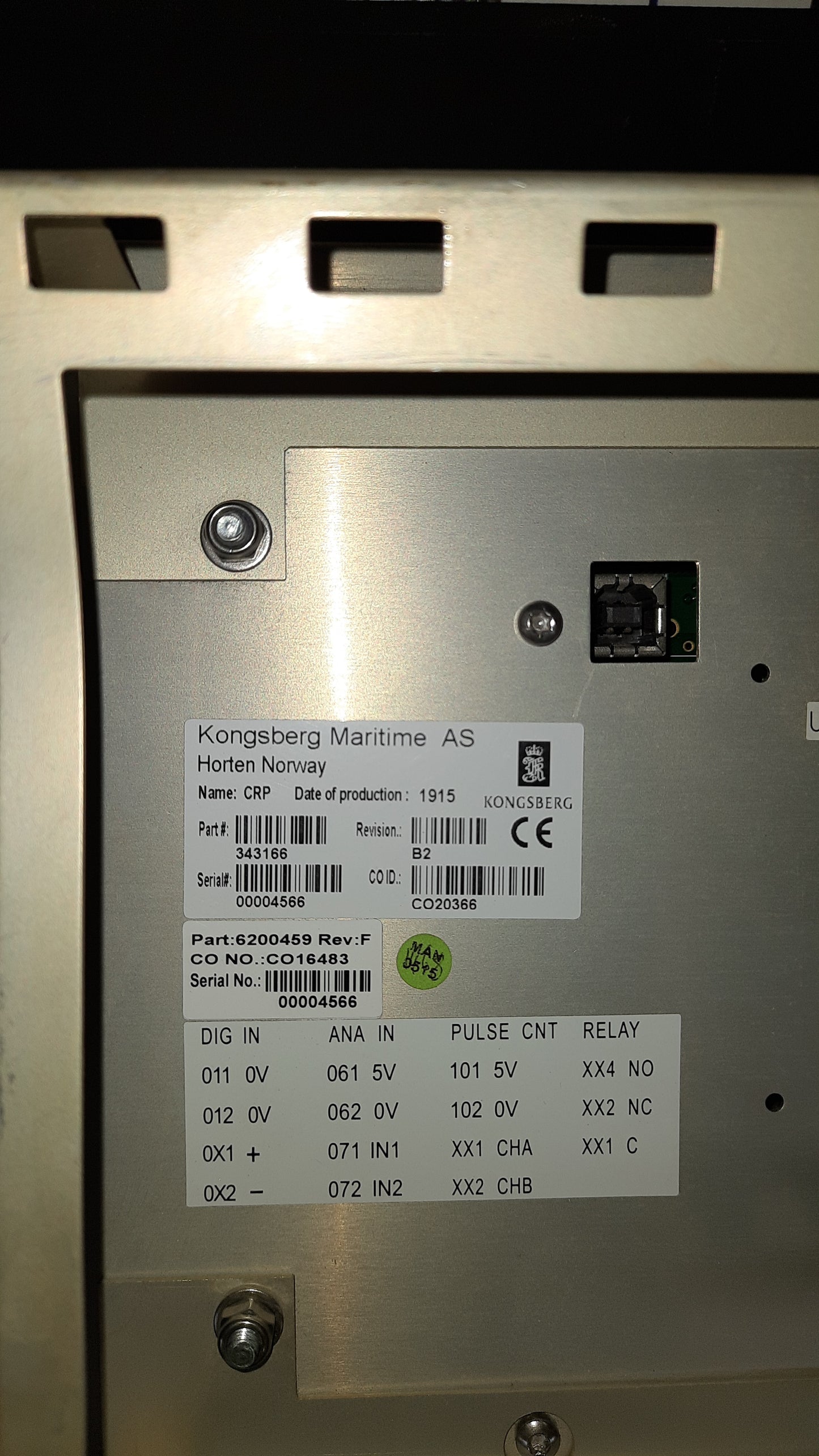 KONGSBERG MARITIME 343166 CRP CONTROLLER 6200459 REV: F CO16483