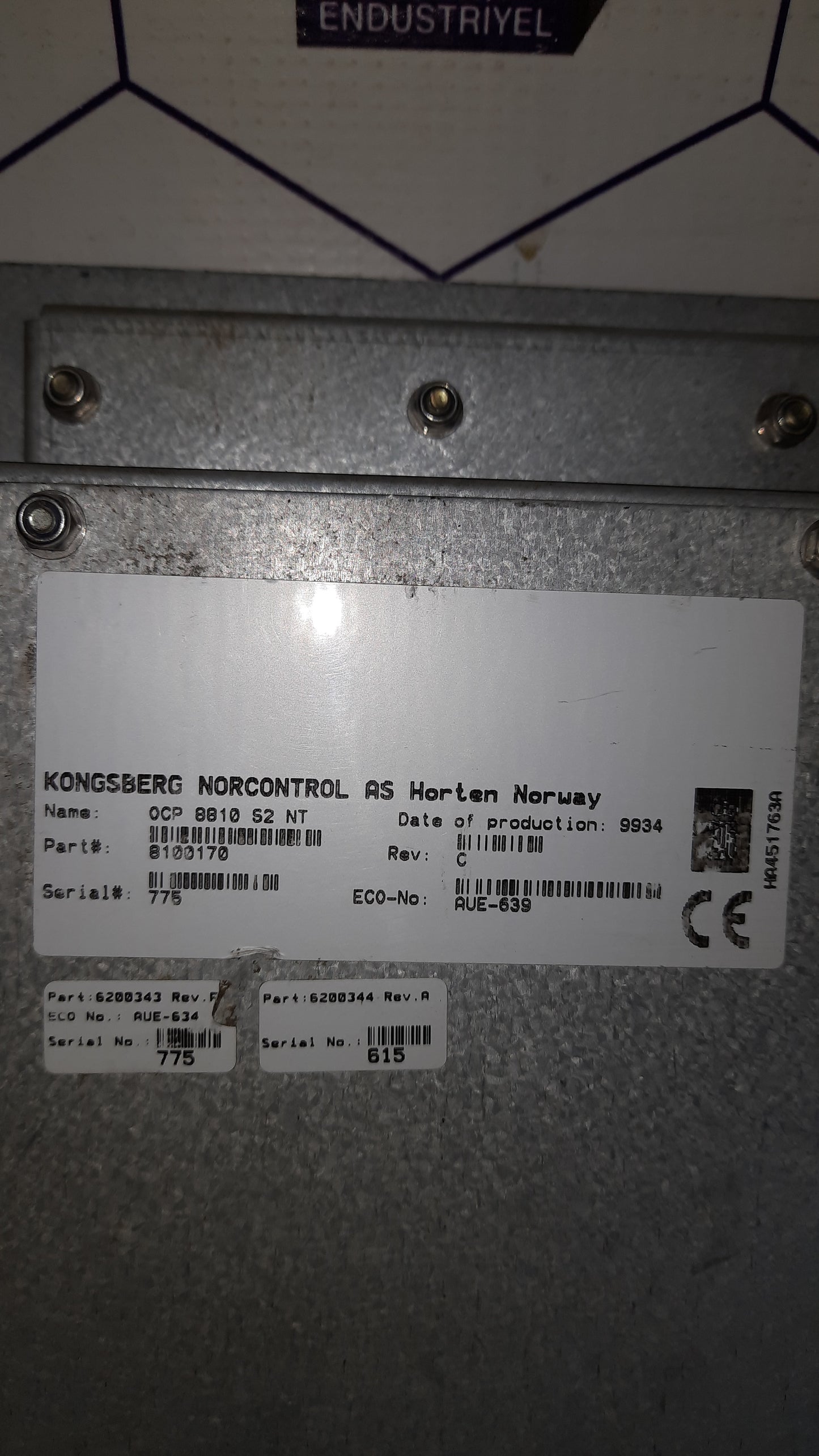 Kongsberg Norcontrol OCP 8810 S2 NT 8100170 REV: C Operator Control Panel